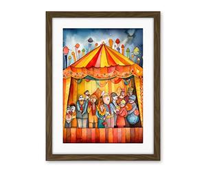 Artery8 Puppet Theatre Stage End of Show Applause Modern Folk Art Watercolour Painting Artwork Framed Wall Art Print 18X24 Inch