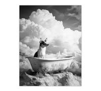 Artery8 Puppy Bathtub on Mountain Peak Surreal Dog Lover Living Room Large Wall Art Poster Print Thick Paper 18X24 Inch