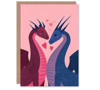 Artery8 Purple And Blue Dragons in Love Fantasy Art Valentine's Day Card