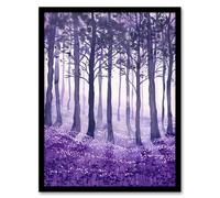 Artery8 Purple Bluebell Forest Painting Trees Woodland Framed Art Print | Size: W12" x H16" Artery8 Purple W12" x H16"