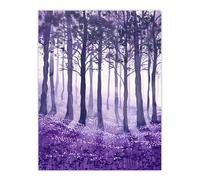 Artery8 Purple Bluebell Forest Painting Trees Woodland Wall Art Print | Size: W12" x H16" Artery8 Purple W12" x H16"