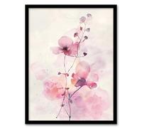 Artery8 Purple Geranium Flower Pastel Modern Watercolour Living Room Artwork Framed Wall Art Print 18X24 Inch