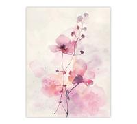 Artery8 Purple Geranium Flower Pastel Modern Watercolour Wall Art Print in Pink | Size: W12" x H16" Artery8 Pink W12" x H16"