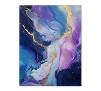 Artery8 Purple Gold Blue Fluid Stone Crystal Abstract Artwork Painting Extra Large XL Wall Art Poster Print