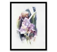 Artery8 Purple Iris Flower Watercolour Demuth Framed Wall Art Print in White | Size: A4 Artery8 White A4