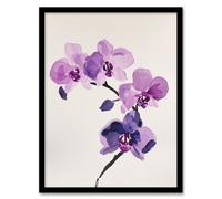 Purple Orchid Flower Abstract Floral Watercolour Framed Wall Art Artery8 Purple A4