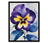 Artery8 Purple Pansy Watercolour Painting Soft Floral Living Room Artwork Framed Wall Art Print 18X24 Inch
