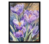 Artery8 Purple Watercolour Lilies Painting Springtime Poster Wall Art Print - A4 Size