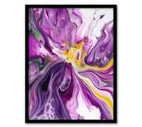 Artery8 Purple Yellow Modern Liquid Paint Painting Living Room Artwork Framed Wall Art Print A4