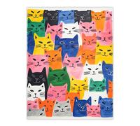 Artery8 Purring Pussycats No1 Happy Cats Drawing Bold Colourful Modern Pastel Extra Large XL Wall Art Poster Print