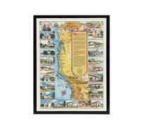 Artery8 Putnam 1949 California Missions Map Framed Canvas Wall Art Print | Size: W24" x H32" Artery8 Multicolor W24" x H32"