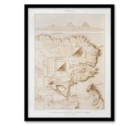 Artery8 Pyramids of Giza French Topographic Map Avennes Framed Wall Art Print in Beige | Size: A4 Artery8 Beige A4
