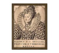 Artery8 Queboorn Queen Elizabeth England Engraving Artwork Framed Wall Art Print 18X24 Inch