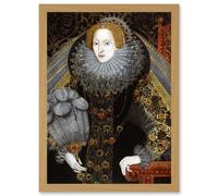 Queen Elizabeth I England Portrait Painting Royal Historic Artwork Framed Wall Art Print A4 Artery8 Light Oak One Size