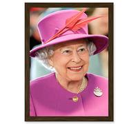 Queen Elizabeth II England Photo Rouse Portrait A4 Artwork Framed Wall Art Print Artery8 Brown One Size
