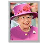Artery8 Queen Elizabeth II England Photo Rouse Portrait A4 Artwork Framed Wall Art Print in Light Grey Artery8 Light Grey