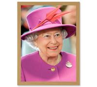 Queen Elizabeth II England Photo Rouse Portrait A4 Artwork Framed Wall Art Print Artery8 Light Oak One Size