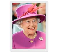 Queen Elizabeth II England Photo Rouse Portrait A4 Artwork Framed Wall Art Print Artery8 White One Size