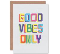 Wee Blue Coo Quote Good Vibes Only Colourful Sealed Greeting Card Plus Envelope Blank inside