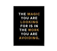 Artery8 Quote Looking For Magic Work Motivational Framed Canvas Wall Art Print in Black | Size: W24" x H32" Artery8 Black W24" x H32"