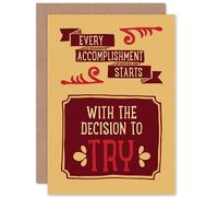 Artery8 Quote Phrase Prose Motivation Accomplishment Greetings Card in Light Brown Artery8 Light Brown