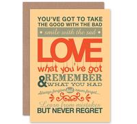 Artery8 Quote Phrase Prose Motivation Never Regret Greetings Card in Beige Artery8 Beige