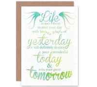 Artery8 Quote Phrase Prose Motivation Tomorrow Today Greetings Card in White Artery8 White