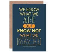 Artery8 Quote Phrase Prose Shakespeare Hamlet Act Four Greetings Card in Navy Artery8 Navy