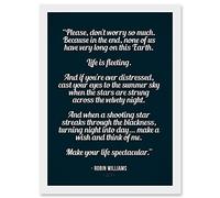 Quote Robin Williams Don't Worry Life Is Spectacular A4 Artwork Framed Wall Art Print Artery8 White One Size