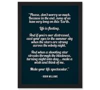 Artery8 Quote Robin Williams Don't Worry Life Is Spectacular A4 Artwork Framed Wall Art Print in Black Artery8 Black