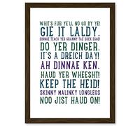 Quote Scottish Sayings Phrases Scotland Typography Artwork Framed Wall Art Print A4 Artery8 Brown One Size