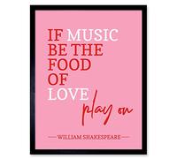 Artery8 Quote Shakespeare Music Food Love Play On Artwork Framed Wall Art Print 9X7 Inch