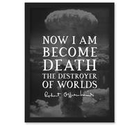 Artery8 Quote Slate Robert Oppenheimer I am Become Death Destroyer of Worlds Father of Atomic Bomb Artwork Framed Wall Art Print A4 in Black Artery8 Black