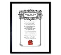 Artery8 Quote Song Lyrics Red Rose Robert Burns 12x16" Framed Wall Art in White | Size: W12" x H16" Artery8 White W12" x H16"