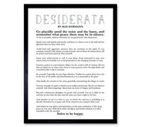 Wee Blue Coo Quote Typograph Phrase Poetic Prose Ehrmann Desiderata Art Print Framed Poster Wall Decor 12X16 Inch