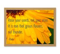 Quote Typography Words Raise Your Words Not Voice Thunder Rumi Artwork Framed Wall Art Print A4 Artery8 Light Oak One Size