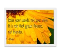 Quote Typography Words Raise Your Words Not Voice Thunder Rumi Artwork Framed Wall Art Print A4 Artery8 White One Size