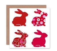 Artery8 Rabbit Floral Line Polka Dot Patterns Easter Card Artery8 Multicolor