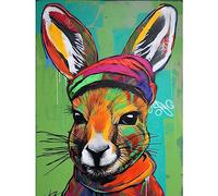 Artery8 Rabbit in Winter Clothes Colourful Graffiti Style Extra Large XL Wall Art Poster Print