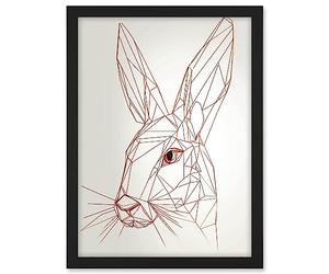 Artery8 Rabbit Polygon Head Minimal Line Drawing Portrait Artwork Framed A3 Wall Art Print