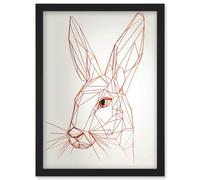 Artery8 Rabbit Polygon Head Minimal Line Drawing Portrait Artwork Framed Wall Art Print A4 in Black Artery8 Black