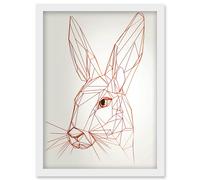 Artery8 Rabbit Polygon Head Minimal Line Drawing Portrait Artwork Framed Wall Art Print A4 in White Artery8 White
