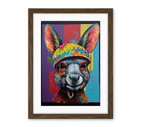 Artery8 Rabbit Wearing Wolly Hat and Collar Modern Pop Art Artwork Framed Wall Art Print 18X24 Inch
