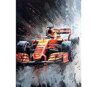 Artery8 Race Car and Driver Grand Prix Orange and Grey Unframed Wall Art Print Poster Home Decor Premium