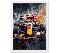 Artery8 Race Car Driver Racing Action Shot Painting Artwork Framed A3 Wall Art Print