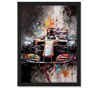 Artery8 Race Car Grand Prix Multicoloured Modern Artwork Framed A3 Wall Art Print