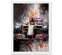 Artery8 Race Car Grand Prix Multicoloured Modern Artwork Framed Wall Art Print A4