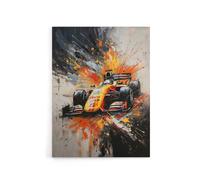 Artery8 Race Car Racing Scene Paint Splat Canvas Wall Art Print | Size: W18" x H24" Artery8 Multicolor W18" x H24"