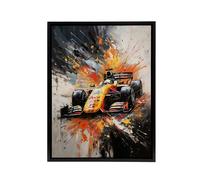 Artery8 Race Car Racing Scene Paint Splat Framed Canvas Wall Art Print | Size: W24" x H32" Artery8 Multicolor W24" x H32"