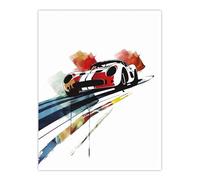 Artery8 Race Car Racing Sport Watercolour Brush Strokes Living Room Large Wall Art Poster Print Thick Paper 18X24 Inch
